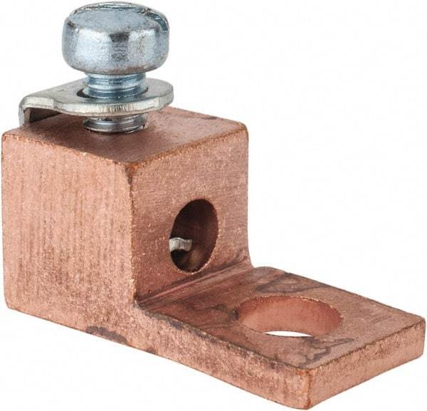 Thomas & Betts - 14-8 AWG Noninsulated Compression Connection Square Ring Terminal - 1/4" Stud, 1-1/8" OAL x 1/2" Wide, Copper Contact - A1 Tooling