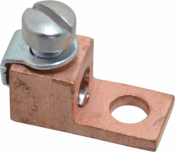 Thomas & Betts - 8-4 AWG Noninsulated Compression Connection Square Ring Terminal - 1/4" Stud, 1-1/8" OAL x 1/2" Wide, Copper Contact - A1 Tooling