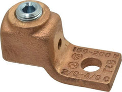 Thomas & Betts - 2/0-4/0 AWG Noninsulated Compression Connection Square Ring Terminal - 3/8" Stud, 2-3/8" OAL x 1" Wide, Copper Contact - A1 Tooling