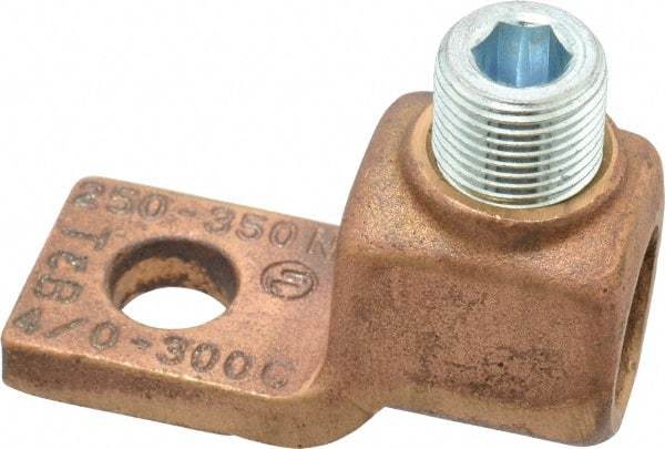 Thomas & Betts - 4/0 AWG Noninsulated Compression Connection Square Ring Terminal - 1/2" Stud, 2-3/4" OAL x 1-3/16" Wide, Copper Contact - A1 Tooling