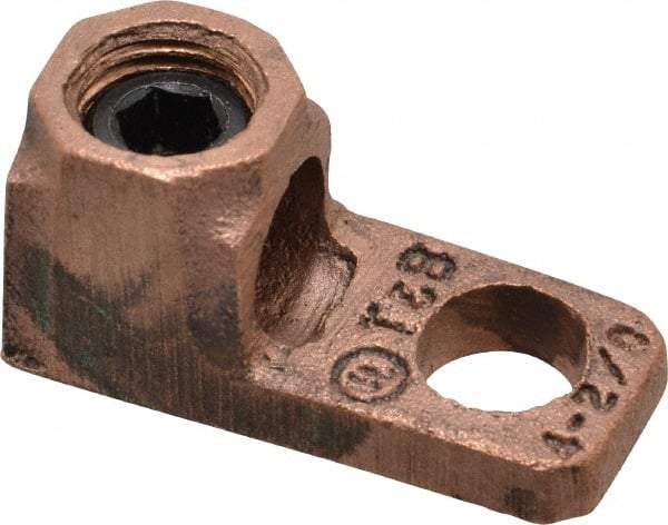 Thomas & Betts - 4-2/0 AWG Noninsulated Lug Connection D Shaped Ring Terminal - 3/8" Stud, 1-21/32" OAL x 23/32" Wide, Tin Plated Copper Contact - A1 Tooling