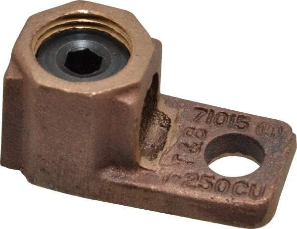 Thomas & Betts - 1 AWG Noninsulated Crimp Connection D Shaped Ring Terminal - 3/8" Stud, 2-1/32" OAL x 1" Wide, Copper Contact - A1 Tooling