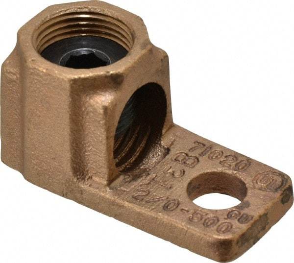 Thomas & Betts - 2/0 AWG Noninsulated Crimp Connection D Shaped Ring Terminal - 1/2" Stud, 2-3/4" OAL, Copper Contact - A1 Tooling