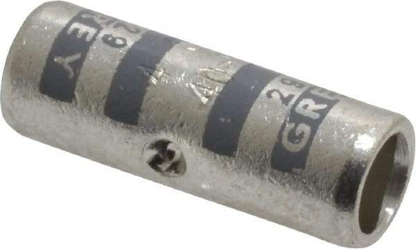 Thomas & Betts - 4 AWG Compatible, Noninsulated, Crimp-On Butt Splice Terminal - 2 Wire Entries, Copper Contacts, Tin Contact Plating, 1" OAL, Gray - A1 Tooling