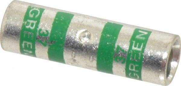 Thomas & Betts - 1 AWG Compatible, Noninsulated, Crimp-On Butt Splice Terminal - 2 Wire Entries, Copper Contacts, Tin Contact Plating, 1-1/2" OAL, Green - A1 Tooling