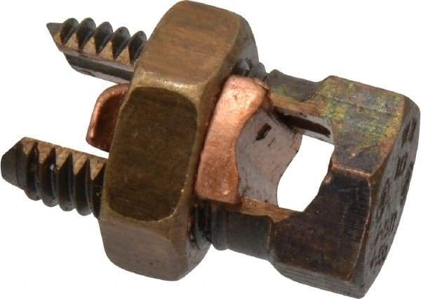 Thomas & Betts - 6 to 2 AWG, Copper Wire Compatible, Copper Alloy, Hex Split Bolt Connector - 1-11/32" OAL, 11/16" Head Width, 7/8" Base Width - A1 Tooling