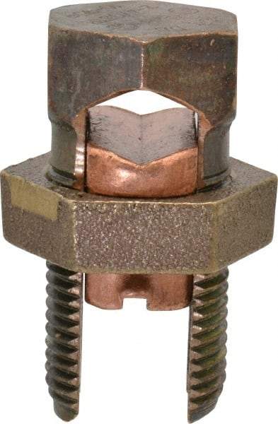 Thomas & Betts - 2 to 4/0 AWG, Copper Wire Compatible, Copper Alloy, Hex Split Bolt Connector - 2-5/32" OAL, 1" Head Width, 1-1/16" Base Width - A1 Tooling