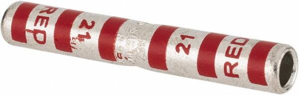 Thomas & Betts - 8 AWG Compatible, Noninsulated, Crimp-On Butt Splice Terminal - 2 Wire Entries, Copper Contacts, Tin Contact Plating, 1-3/4" OAL, Red - A1 Tooling