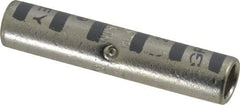 Thomas & Betts - 4 AWG Compatible, Noninsulated, Crimp-On Butt Splice Terminal - 2 Wire Entries, Copper Contacts, Tin Contact Plating, 1-3/4" OAL, Gray - A1 Tooling