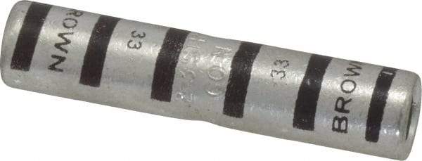 Thomas & Betts - 2 AWG Compatible, Noninsulated, Crimp-On Butt Splice Terminal - 2 Wire Entries, Copper Contacts, Tin Contact Plating, 1.88" OAL, Brown - A1 Tooling