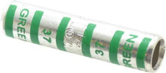 Thomas & Betts - 1 AWG Compatible, Noninsulated, Crimp-On Butt Splice Terminal - 2 Wire Entries, Copper Contacts, Tin Contact Plating, 2" OAL, Green - A1 Tooling