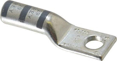 Thomas & Betts - 4 AWG Noninsulated Compression Connection Rectangle Ring Terminal - 1/4" Stud, 1.7" OAL x 0.52" Wide, Tin Plated Copper Contact - A1 Tooling