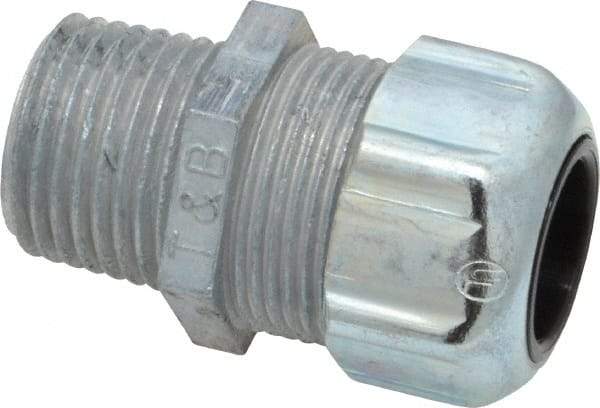 Thomas & Betts - 3/8 to 1/2" Cable Capacity, Liquidtight, Straight Strain Relief Cord Grip - 1/2 NPT Thread, 1-21/32" Long, Zinc - A1 Tooling