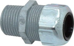 Thomas & Betts - 0.45 to 0.56" Cable Capacity, Liquidtight, Straight Strain Relief Cord Grip - 1/2 NPT Thread, 1-21/32" Long, Zinc - A1 Tooling