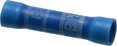 Thomas & Betts - 16 to 14 AWG Compatible, Vinyl Fully Insulated, Crimp-On Butt Splice Terminal - 2 Wire Entries, Copper Contacts, Tin Contact Plating, 1.13" OAL, Blue - A1 Tooling