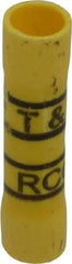 Thomas & Betts - 12 to 10 AWG Compatible, Vinyl Fully Insulated, Crimp-On Butt Splice Terminal - 2 Wire Entries, Copper Contacts, Tin Contact Plating, 1.31" OAL, Yellow - A1 Tooling