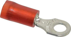 Thomas & Betts - 22-16 AWG Partially Insulated Crimp Connection D Shaped Ring Terminal - #6 Stud, 0.86" OAL x 0.26" Wide, Tin Plated Copper Contact - A1 Tooling