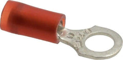 Thomas & Betts - 22-16 AWG Partially Insulated Crimp Connection D Shaped Ring Terminal - #10 Stud, 0.89" OAL x 0.31" Wide, Tin Plated Copper Contact - A1 Tooling