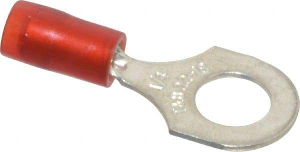 Thomas & Betts - 22-16 AWG Partially Insulated Crimp Connection D Shaped Ring Terminal - 1/4" Stud, 1.1" OAL x 0.46" Wide, Tin Plated Copper Contact - A1 Tooling