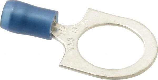 Thomas & Betts - 18-14 AWG Partially Insulated Crimp Connection D Shaped Ring Terminal - 1/2" Stud, 1-1/4" OAL x 0.72" Wide, Tin Plated Copper Contact - A1 Tooling