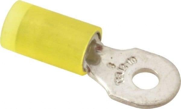 Thomas & Betts - 12-10 AWG Partially Insulated Crimp Connection D Shaped Ring Terminal - #6 Stud, 1" OAL x 0.37" Wide, Tin Plated Copper Contact - A1 Tooling