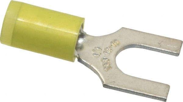 Thomas & Betts - 1/4" Stud, 12 to 10 AWG Compatible, Partially Insulated, Crimp Connection, Standard Fork Terminal - A1 Tooling