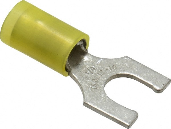 Thomas & Betts - 1/4" Stud, 12 to 10 AWG Compatible, Partially Insulated, Crimp Connection, Locking Fork Terminal - A1 Tooling