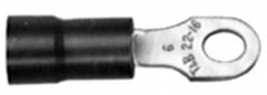 Thomas & Betts - 22-16 AWG Partially Insulated Crimp Connection D Shaped Ring Terminal - 3/8" Stud, 1.24" OAL x 0.54" Wide, Tin Plated Copper Contact - A1 Tooling