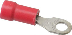 Thomas & Betts - 22-16 AWG Partially Insulated Crimp Connection D Shaped Ring Terminal - #6 Stud, 0.94" OAL x 1/4" Wide, Tin Plated Copper Contact - A1 Tooling