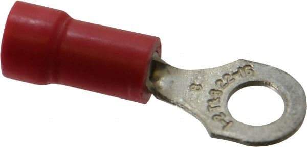 Thomas & Betts - 22-16 AWG Partially Insulated Crimp Connection D Shaped Ring Terminal - #8 Stud, 0.97" OAL x 0.31" Wide, Tin Plated Copper Contact - A1 Tooling