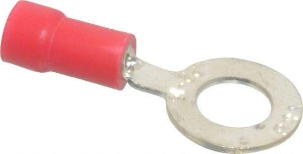 Thomas & Betts - 22-16 AWG Partially Insulated Crimp Connection D Shaped Ring Terminal - 1/4" Stud, 1.13" OAL x 1/2" Wide, Tin Plated Copper Contact - A1 Tooling