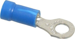 Thomas & Betts - 18-14 AWG Partially Insulated Crimp Connection D Shaped Ring Terminal - #8 Stud, 0.97" OAL x 0.31" Wide, Tin Plated Copper Contact - A1 Tooling