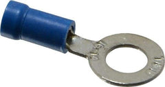 Thomas & Betts - 18-14 AWG Partially Insulated Crimp Connection D Shaped Ring Terminal - 1/4" Stud, 1.14" OAL x 1/2" Wide, Tin Plated Copper Contact - A1 Tooling