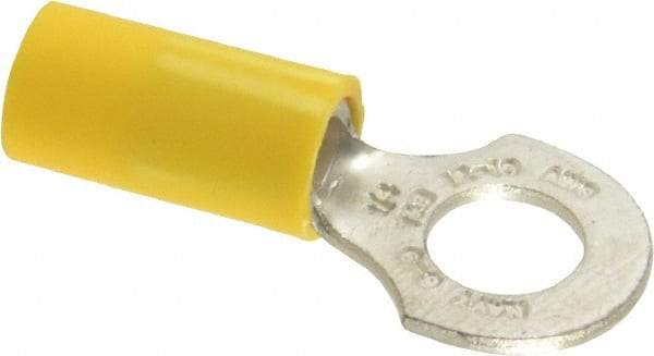 Thomas & Betts - 12-10 AWG Partially Insulated Crimp Connection D Shaped Ring Terminal - 1/4" Stud, 1.16" OAL x 1/2" Wide, Tin Plated Copper Contact - A1 Tooling