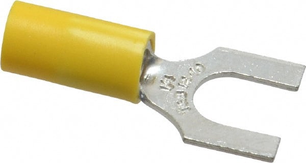 Thomas & Betts - 1/4" Stud, 12 to 10 AWG Compatible, Partially Insulated, Crimp Connection, Standard Fork Terminal - A1 Tooling