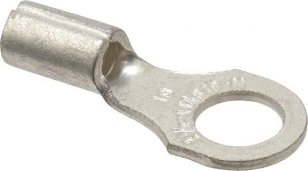 Thomas & Betts - 18-14 AWG Noninsulated Crimp Connection D Shaped Ring Terminal - #10 Stud, 3/4" OAL x 0.31" Wide, Tin Plated Copper Contact - A1 Tooling