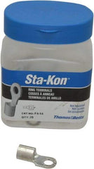 Thomas & Betts - 4 AWG Noninsulated Crimp Connection Circular Ring Terminal - 1/4" Stud, 1.16" OAL x 0.48" Wide, Tin Plated Copper Contact - A1 Tooling