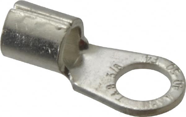 Thomas & Betts - 4 AWG Noninsulated Crimp Connection Circular Ring Terminal - 3/8" Stud, 1.35" OAL x 0.6" Wide, Tin Plated Copper Contact - A1 Tooling