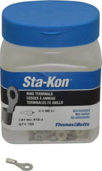 Thomas & Betts - 22-16 AWG Noninsulated Crimp Connection D Shaped Ring Terminal - #4 Stud, 3/4" OAL x 0.31" Wide, Tin Plated Copper Contact - A1 Tooling