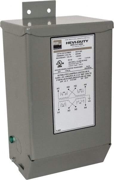 Sola/Hevi-Duty - 1 Phase, 240-480 Volt Input, 120/240 Volt Output, 60 Hz, 1 kVA, General Purpose Transformer - 4, 12, 3R, 4X NEMA Rating, 239°F Temp Rise, 6 Inch Wide x 5 Inch Deep x 10 Inch High, Indoor, Outdoor, Wall Mount - A1 Tooling