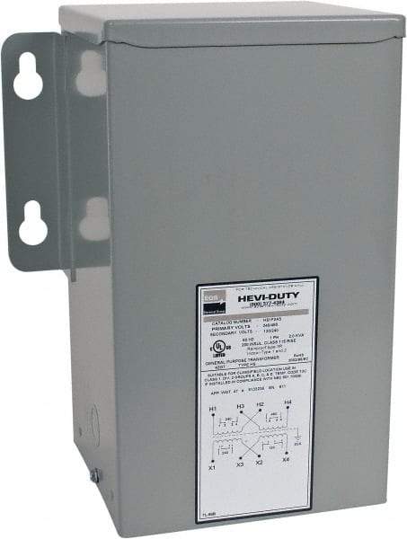 Sola/Hevi-Duty - 1 Phase, 240-480 Volt Input, 120/240 Volt Output, 60 Hz, 2 kVA, General Purpose Transformer - 4, 12, 3R, 4X NEMA Rating, 239°F Temp Rise, 10 Inch Wide x 7 Inch Deep x 12 Inch High, Indoor, Outdoor, Wall Mount - A1 Tooling