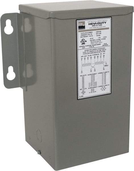 Sola/Hevi-Duty - 1 Phase, 240-480 Volt Input, 120/240 Volt Output, 60 Hz, 3 kVA, General Purpose Transformer - 4, 12, 3R, 4X NEMA Rating, 239°F Temp Rise, 10 Inch Wide x 7 Inch Deep x 12 Inch High, Indoor, Outdoor, Wall Mount - A1 Tooling