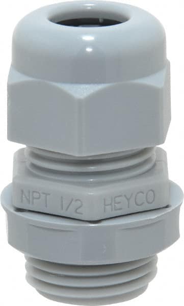 Thomas & Betts - 0.23 to 0.47" Cable Capacity, Liquidtight, Straight Strain Relief Cord Grip - 1/2 NPT Thread, Thermoplastic - A1 Tooling