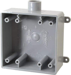 Thomas & Betts - 2 Gang, (1) 1/2" Knockout, PVC Rectangle Switch Box - 117.35mm Overall Height x 142.24mm Overall Width x 50.29mm Overall Depth, Weather Resistant - A1 Tooling