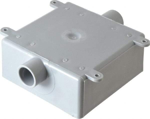 Thomas & Betts - 2 Gang, (2) 1/2" Knockouts, PVC Square Switch Box - 4.62" Overall Height x 4.62" Overall Width x 1.98" Overall Depth, Weather Resistant - A1 Tooling