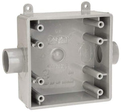 Thomas & Betts - 2 Gang, (2) 3/4" Knockouts, PVC Square Switch Box - 4.62" Overall Height x 4.62" Overall Width x 1.98" Overall Depth, Weather Resistant - A1 Tooling