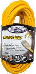 Southwire - 50', 14/3 Gauge/Conductors, Yellow Outdoor Extension Cord - 1 Receptacle, 15 Amps, 125 VAC, UL SJEOOW, NEMA 5-15P, 5-15R - A1 Tooling