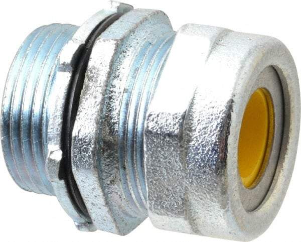 O-Z/Gedney - 1/2 to 0.6" Cable Capacity, Liquidtight, Straight Strain Relief Cord Grip - 1 NPT Thread, 1-1/4" Long, Iron - A1 Tooling