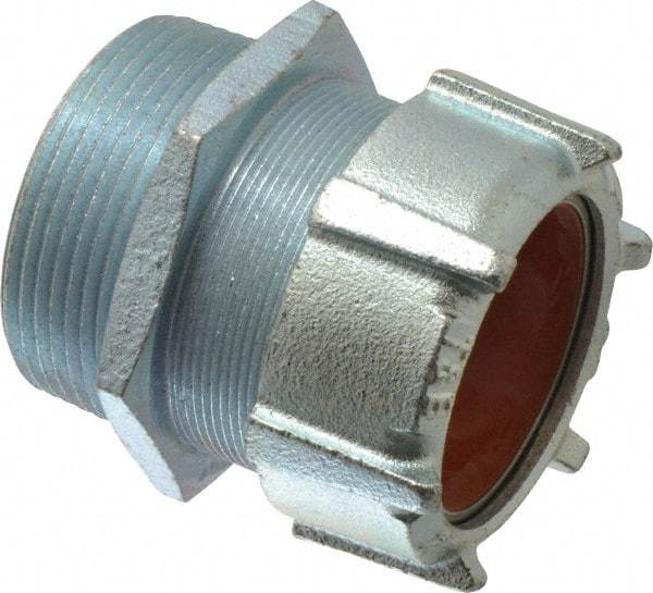 Thomas & Betts - 1-15/16 to 2-3/16" Cable Capacity, Liquidtight, Straight Strain Relief Cord Grip - 2-1/2 NPT Thread, 3-3/4" Long, Iron & Zinc - A1 Tooling