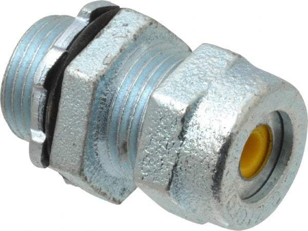 O-Z/Gedney - 0.1 to 0.2" Cable Capacity, Liquidtight, Straight Strain Relief Cord Grip - 1/2 NPT Thread, 1-1/8" Long, Iron - A1 Tooling